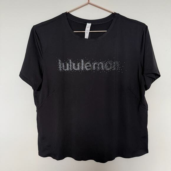 Lululemon Womens Ultralight Reflective Running T-Shirt 12 Black Workout Athletic - Picture 2 of 5